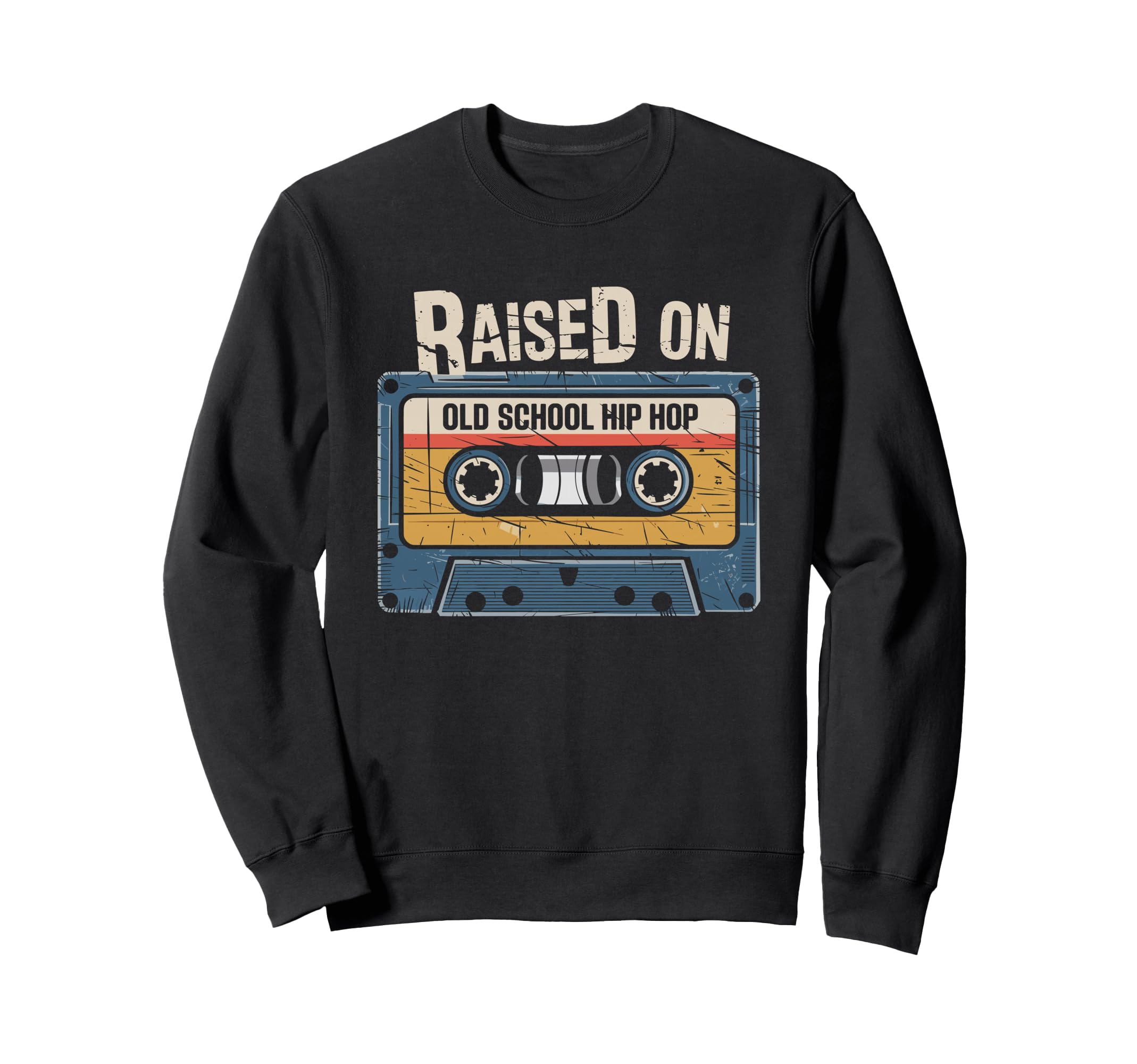Raised Old School Hip Hop Cassette Sweatshirt - Trendy Graphic for Adults - T-Shirt, Sweatshirt, Hoodie
