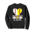 Mom Both Heart Softball Baseball Sweatshirt - Custom Art Print for Adults - T-Shirt, Sweatshirt, Hoodie