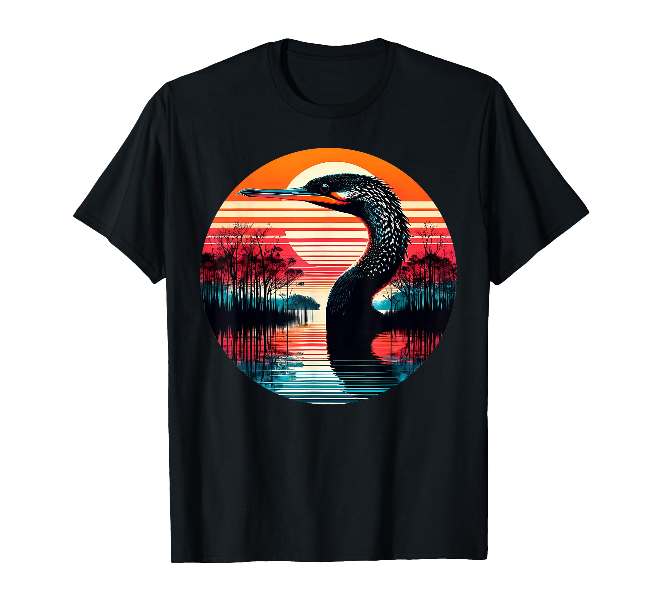 Anhinga Bird Sunset Safari 70S T-Shirt - Novelty Apparel Men Women - T-Shirt, Sweatshirt, Hoodie