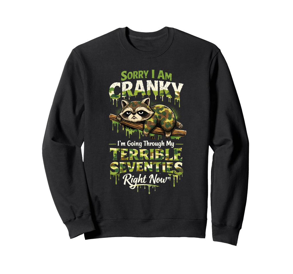 Cranky Raccoon Terrible Seventies Sweatshirt - Trendy Graphic for Adults - T-Shirt, Sweatshirt, Hoodie