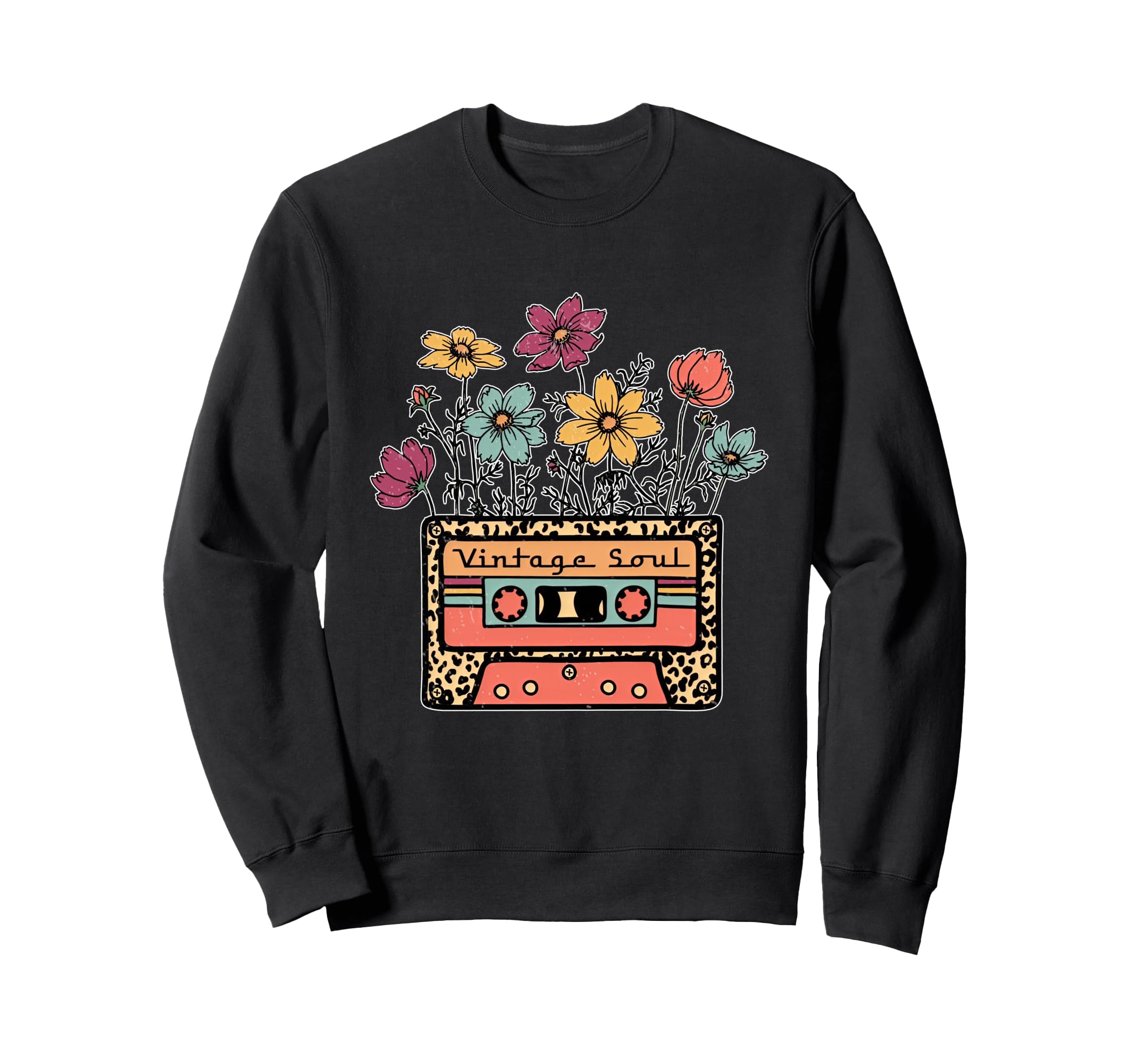 Funny Soul Leopard Cassette Tape Sweatshirt - Minimalist Print for Adults - T-Shirt, Sweatshirt, Hoodie