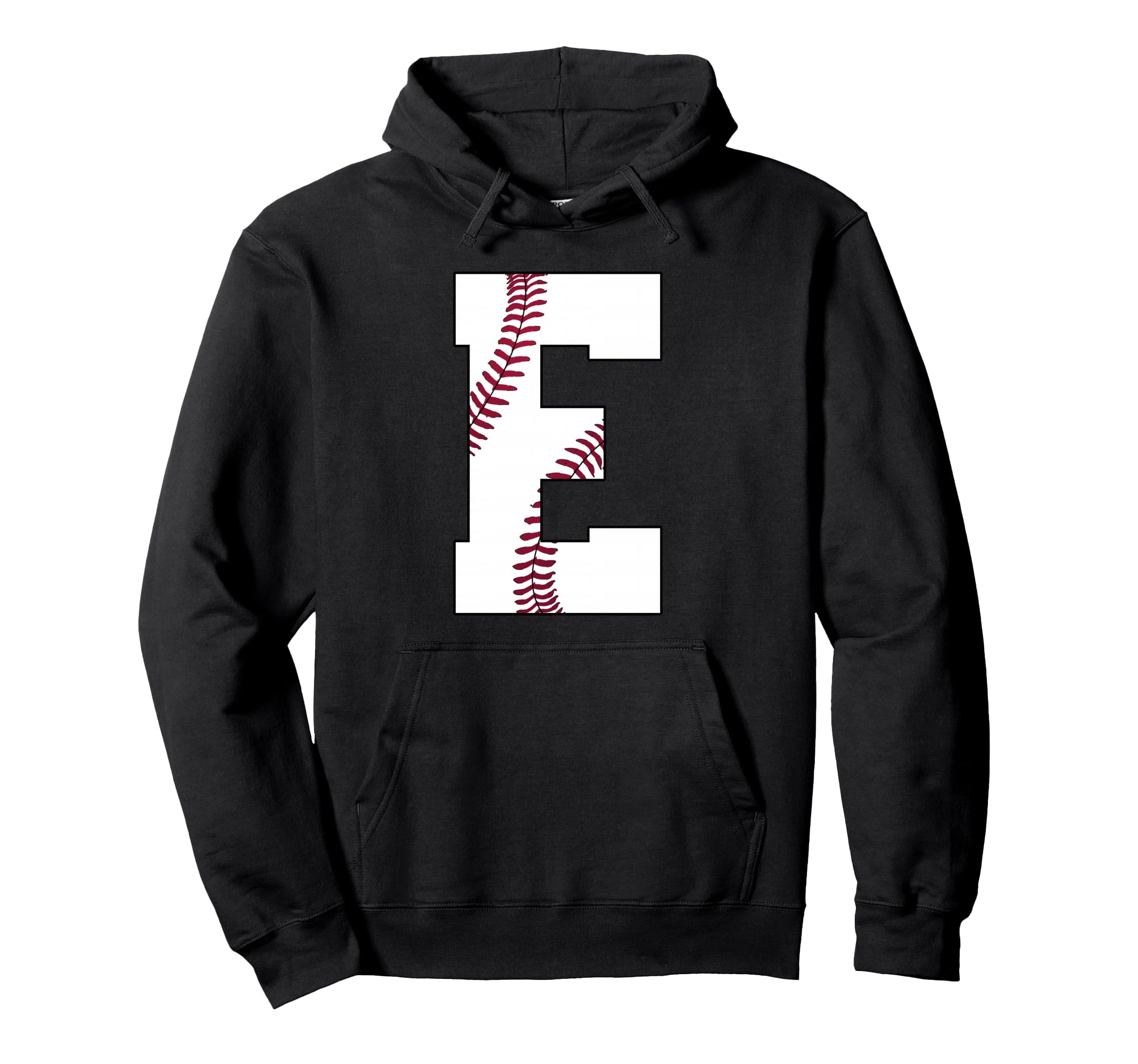 E Baseball Initial Personalized Hoodie - Fun Novelty Design for Adults - T-Shirt, Sweatshirt, Hoodie