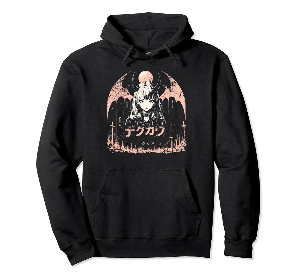 Anime Goth Grunge Demon Waifu Horror Alt Hoodie - Minimalist Print Unisex - T-Shirt, Sweatshirt, Hoodie