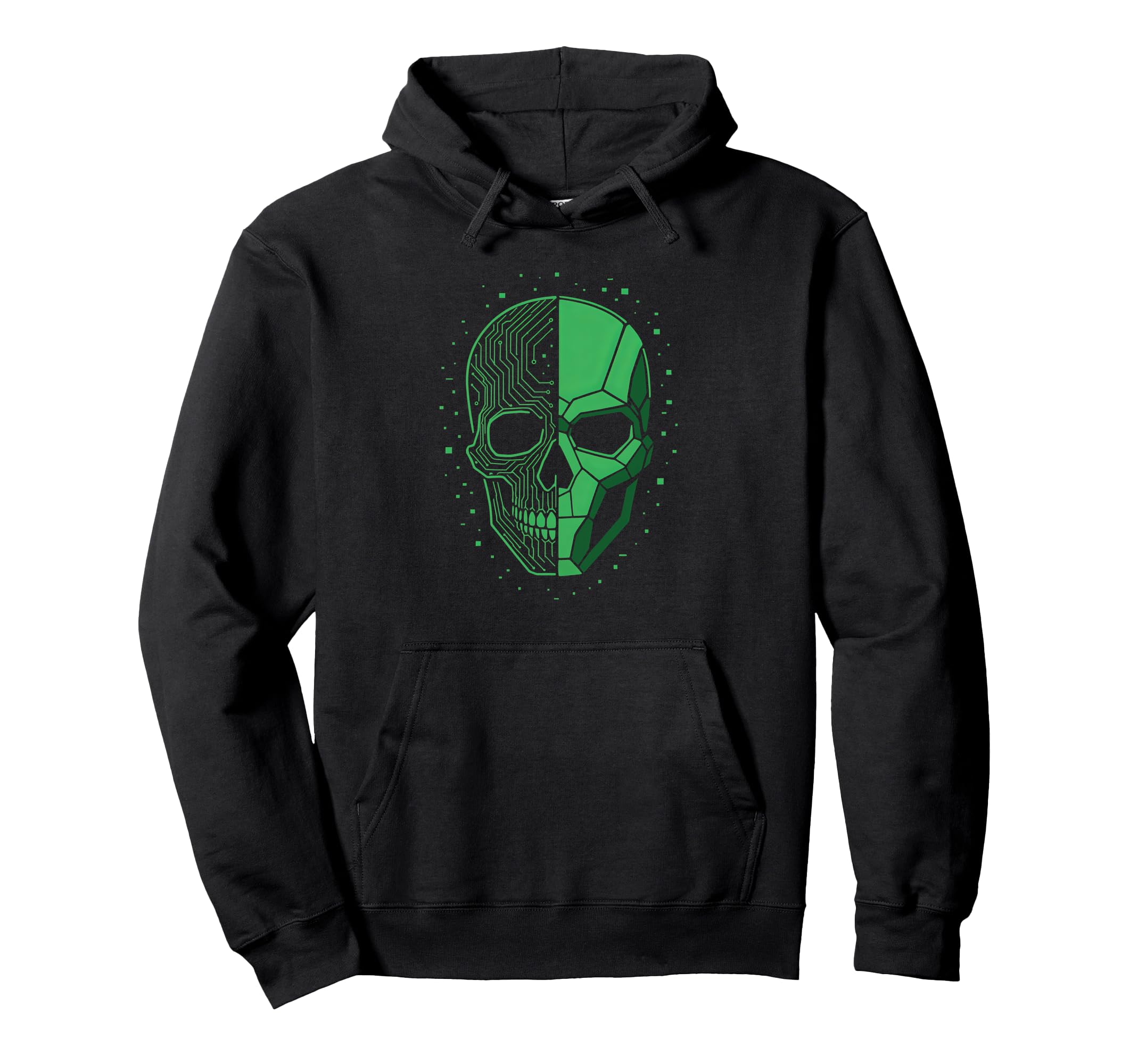 Cyber Security Skull Mask Glitch Hoodie - Fun Novelty Design for Adults - T-Shirt, Sweatshirt, Hoodie