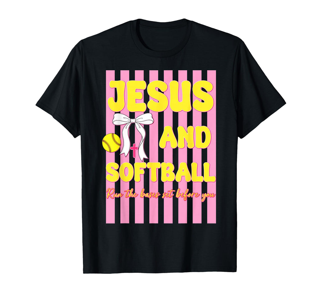 Jesus And Softball Coquette Game Day T-Shirt - Trendy Graphic for Adults - T-Shirt, Sweatshirt, Hoodie