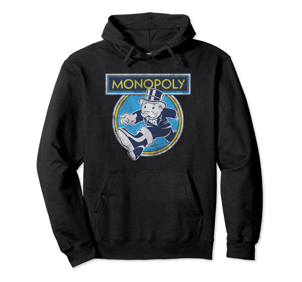 Monopoly Mr Monopoly Distressed Logo Hoodie - Fun Novelty Design Unisex - T-Shirt, Sweatshirt, Hoodie