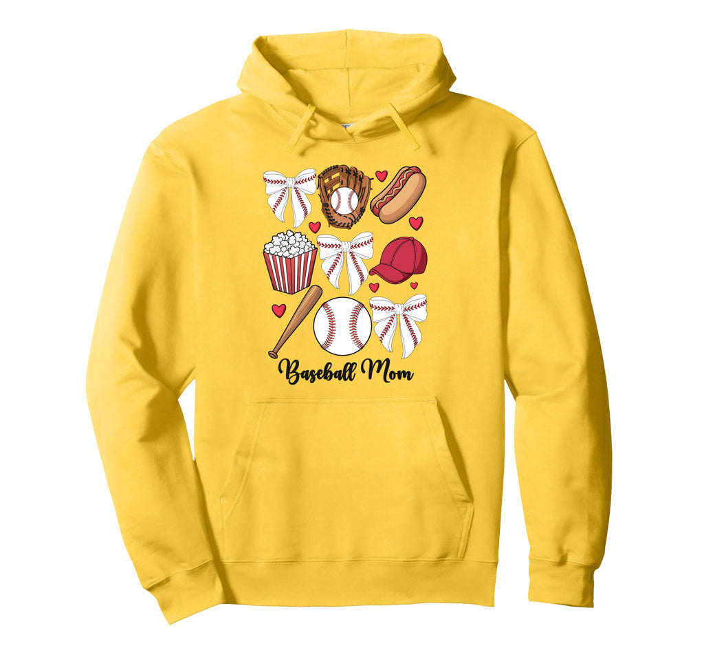 Baseball Coquette Bow Mothers Day Baseball Hoodie - Unique Graphic Unisex - T-Shirt, Sweatshirt, Hoodie
