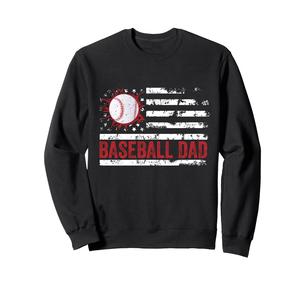 Baseball Dad Usa American Flag Sweatshirt - Streetwear Style Unisex - T-Shirt, Sweatshirt, Hoodie