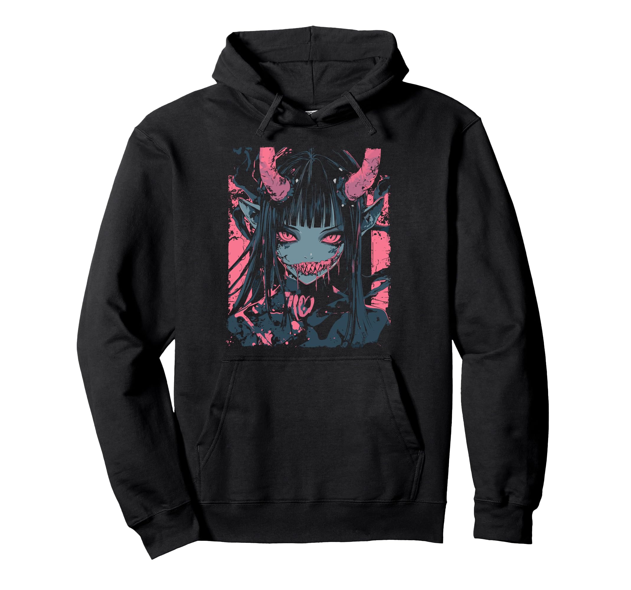 Anime Horror Aesthetic Vaporwave Hoodie - Fun Novelty Design Men Women - T-Shirt, Sweatshirt, Hoodie
