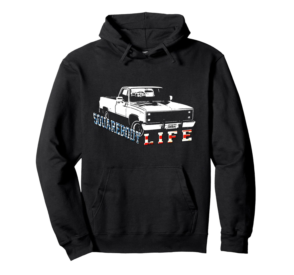 Squarebody American Flag Square Body Hoodie - Unique Graphic for Adults - T-Shirt, Sweatshirt, Hoodie