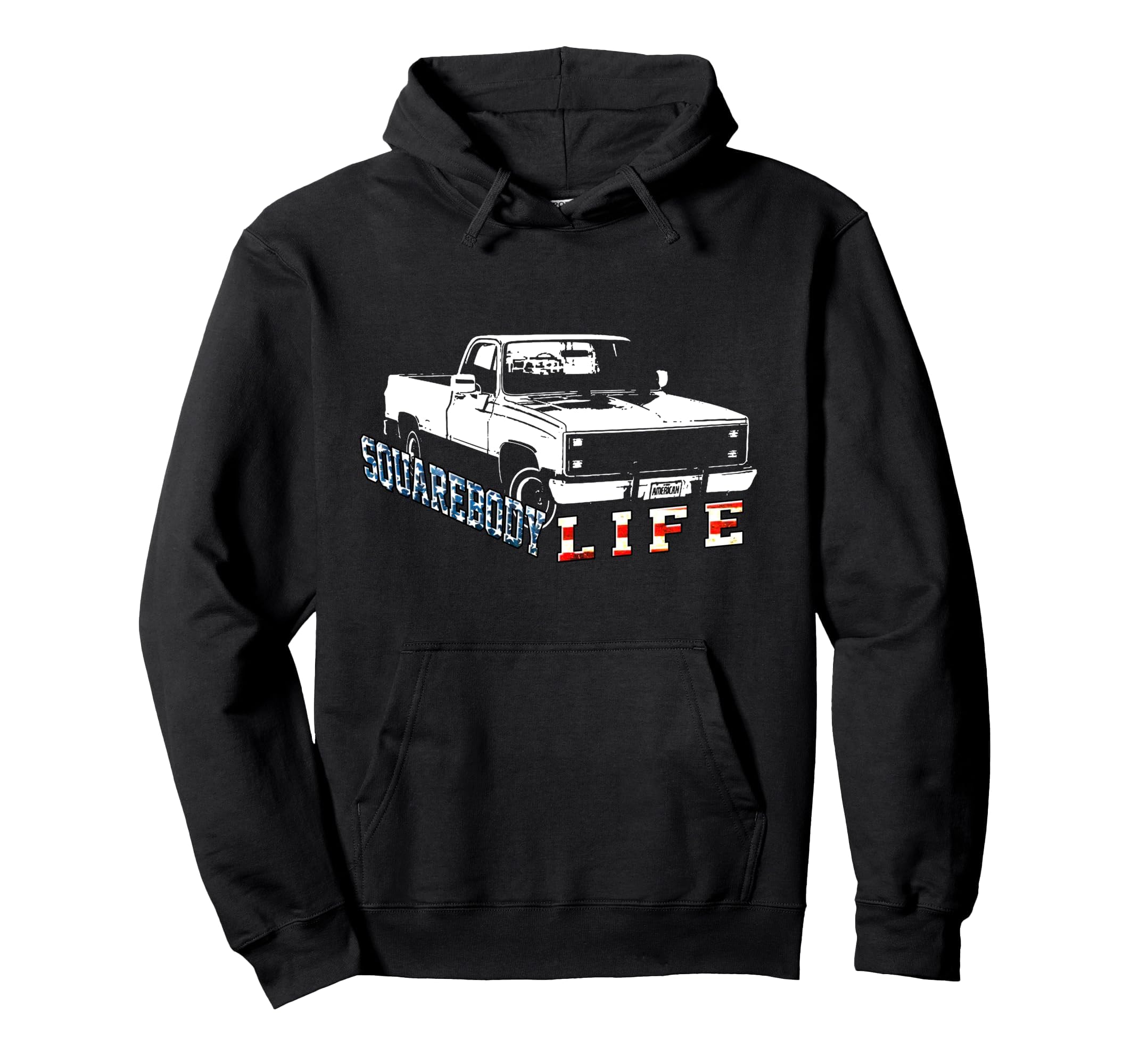 Squarebody American Flag Square Body Hoodie - Unique Graphic for Adults - T-Shirt, Sweatshirt, Hoodie