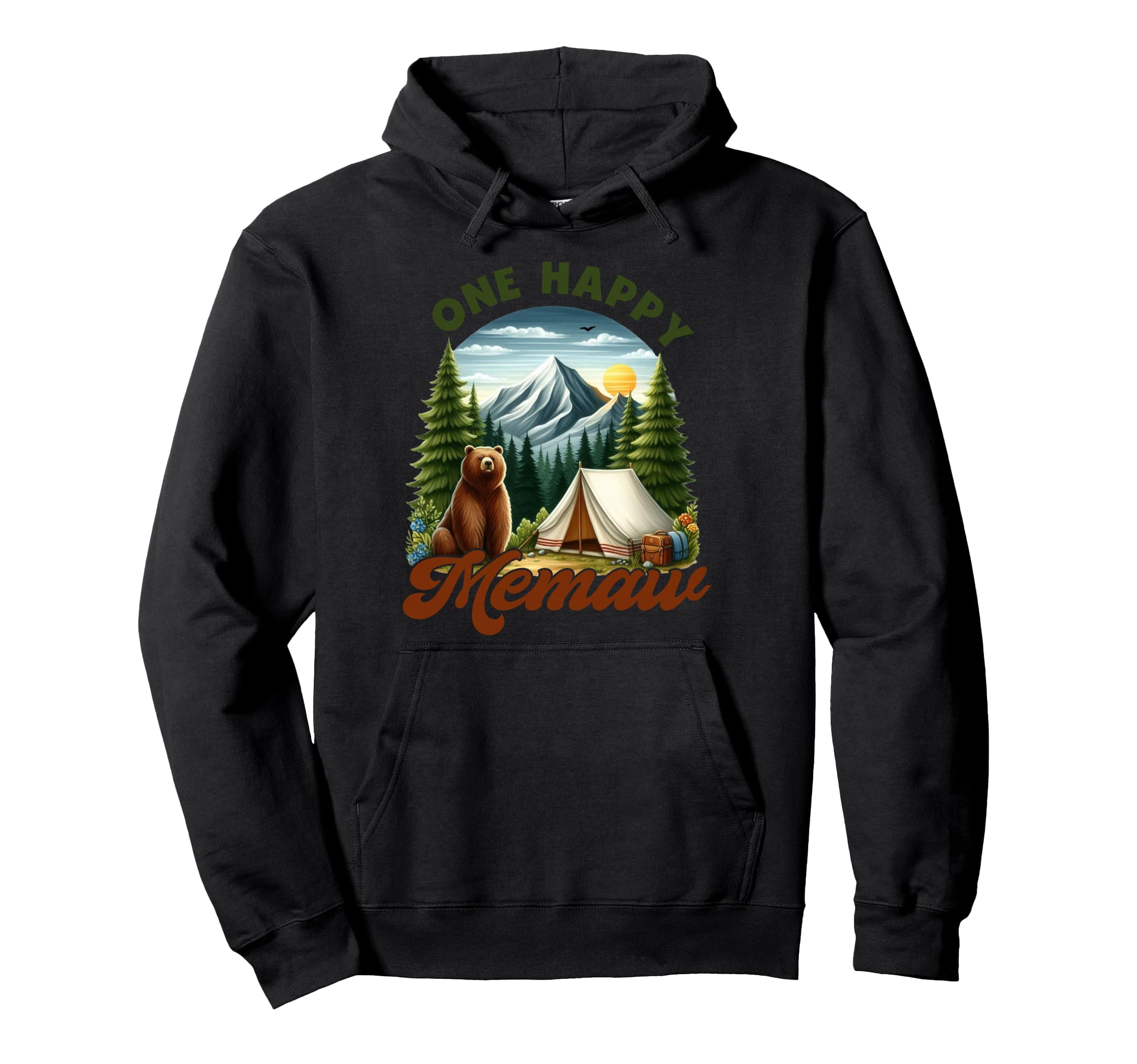 One Happy Memaw Camper Birthday Bear Hoodie - Custom Art Print Men Women - T-Shirt, Sweatshirt, Hoodie