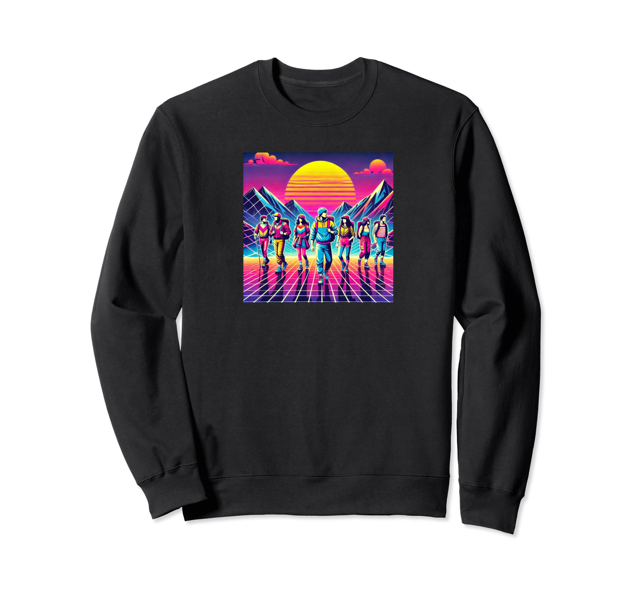 Colorful Synthwave 80S Hiking Sweatshirt - Unique Graphic Men Women - T-Shirt, Sweatshirt, Hoodie