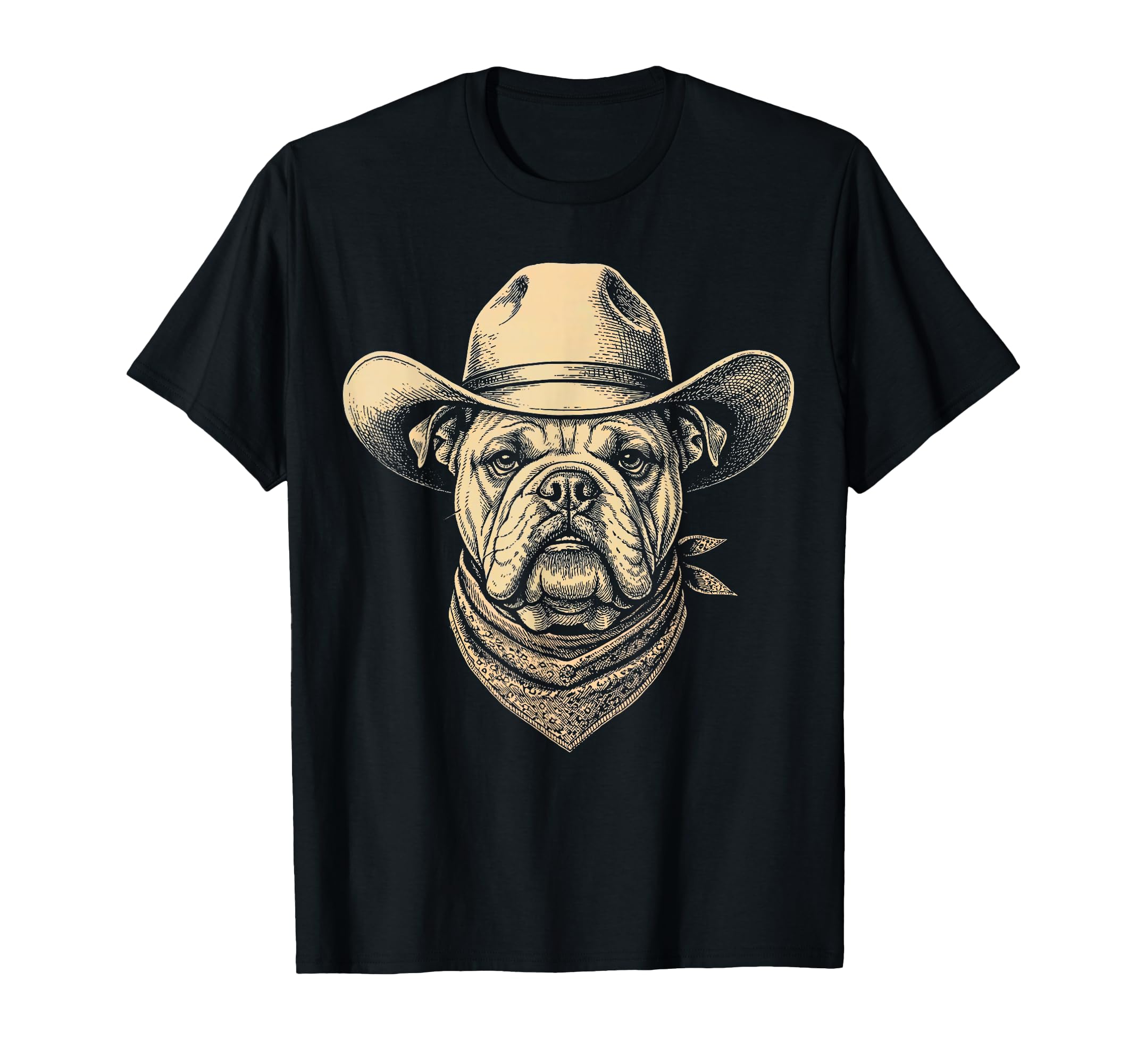 English Bulldog Cowboy Hat Bandana T-Shirt - Streetwear Style Men Women - T-Shirt, Sweatshirt, Hoodie