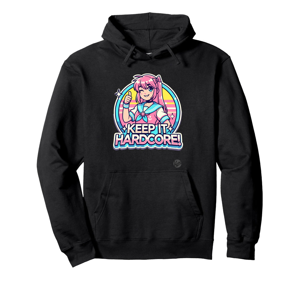 Keeps It Hardcore Anime Kawaii Hoodie - Fun Novelty Design for Adults - T-Shirt, Sweatshirt, Hoodie