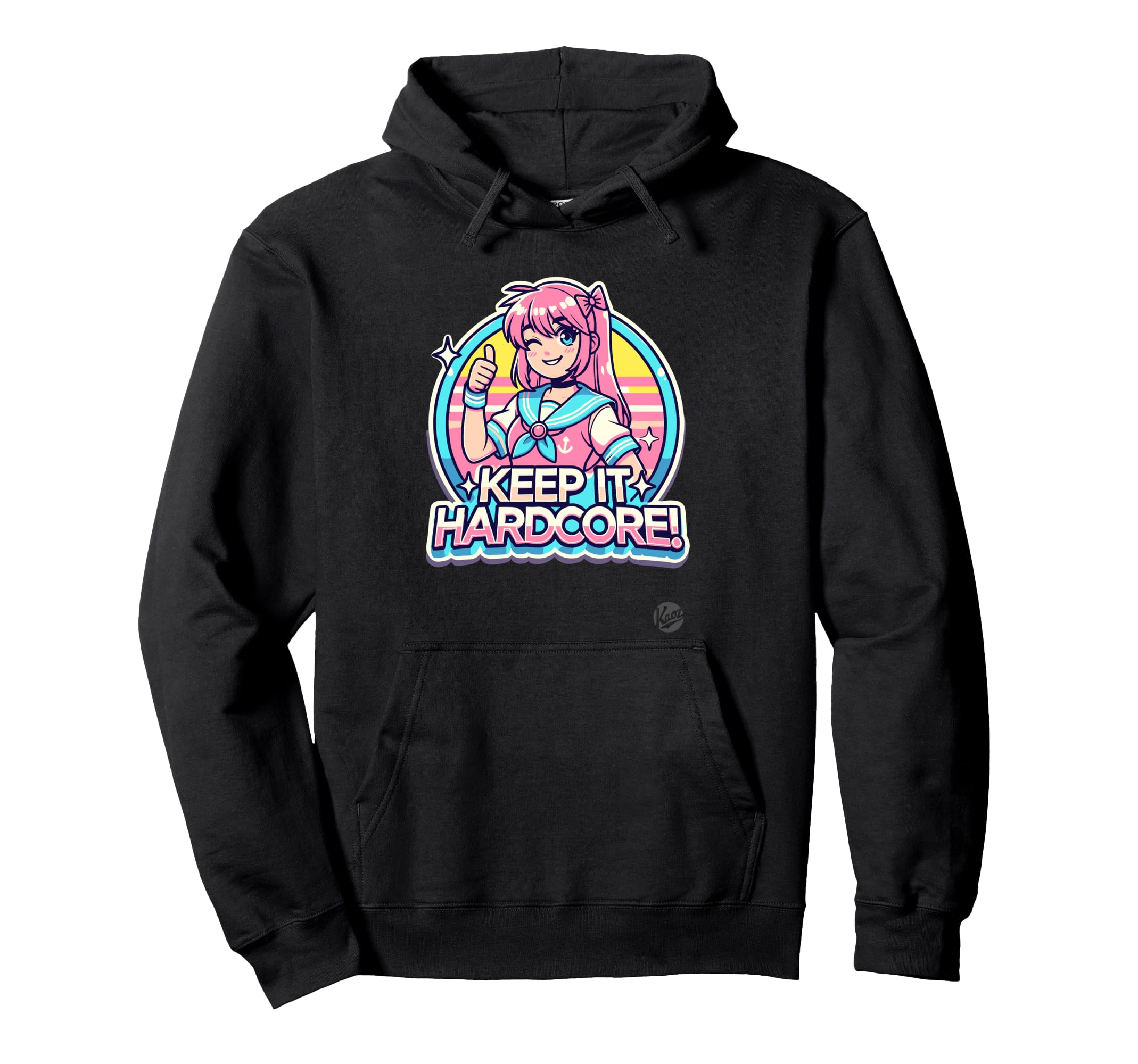 Keeps It Hardcore Anime Kawaii Hoodie - Fun Novelty Design for Adults - T-Shirt, Sweatshirt, Hoodie