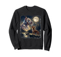 Pit Bull Howling To Moon 90S Sweatshirt - Unique Graphic Unisex - T-Shirt, Sweatshirt, Hoodie