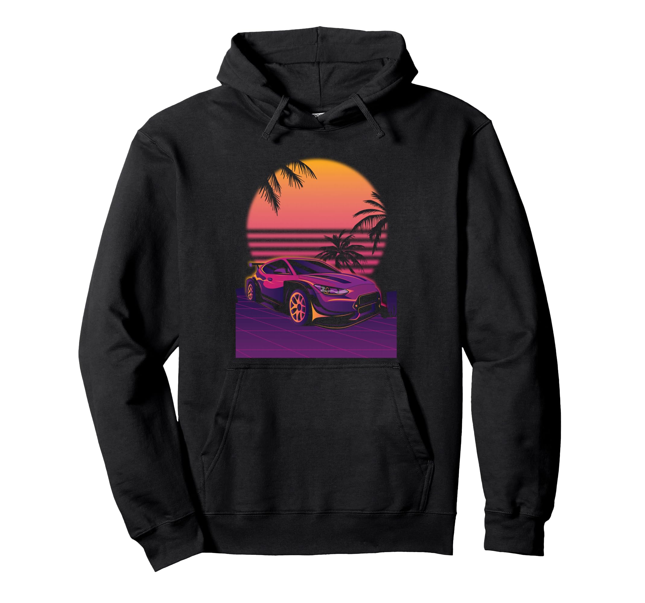 Synthwave Sport Car Aesthetic Hoodie - Minimalist Print Men Women - T-Shirt, Sweatshirt, Hoodie