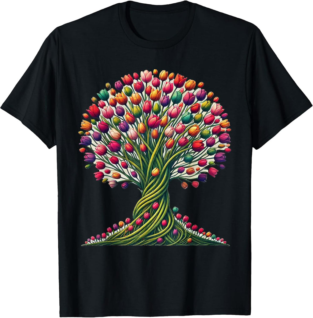 Tulips Flowers Tree Floral Apparel - Adult & Kids T-Shirts, Sweatshirts & Hoodies apparel design preview 1