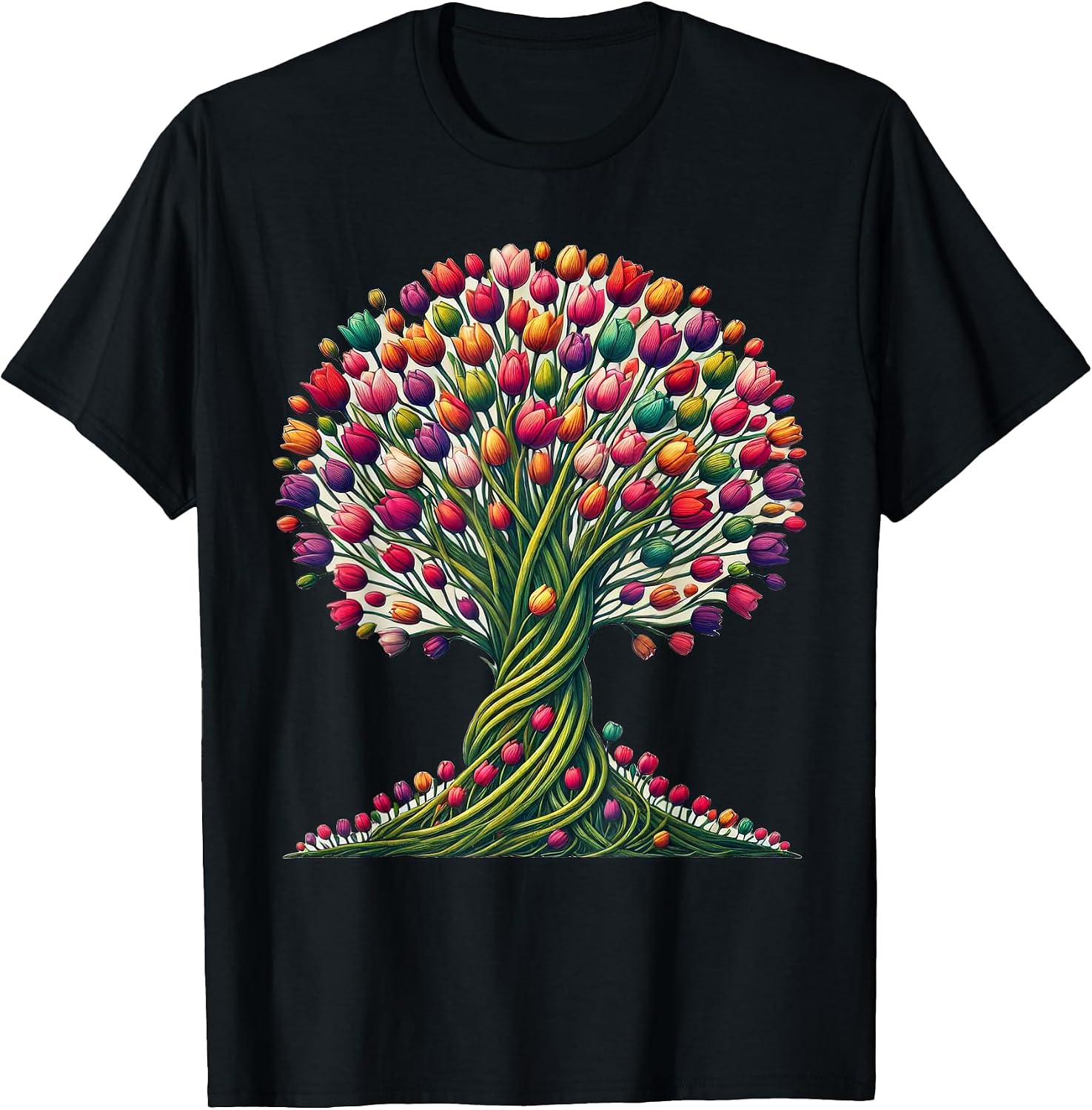 Tulips Flowers Tree Floral Apparel - Adult & Kids T-Shirts, Sweatshirts & Hoodies apparel design preview 1