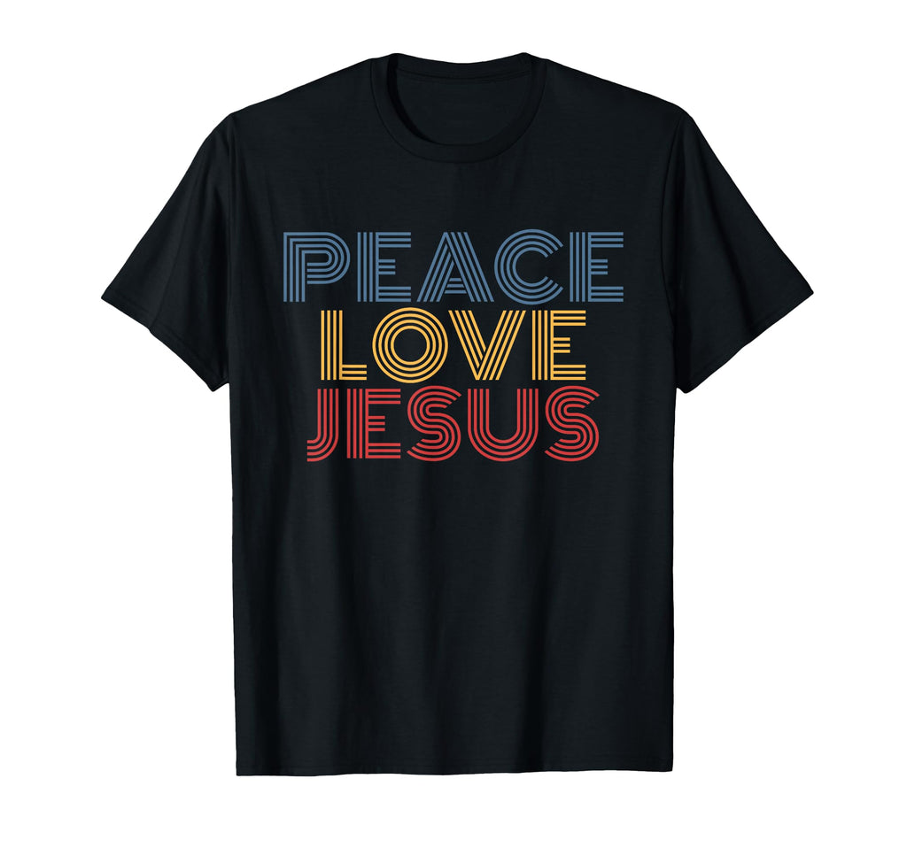 Peace Love Jesus Rainbow Christian T-Shirt - Minimalist Print for Adults - T-Shirt, Sweatshirt, Hoodie