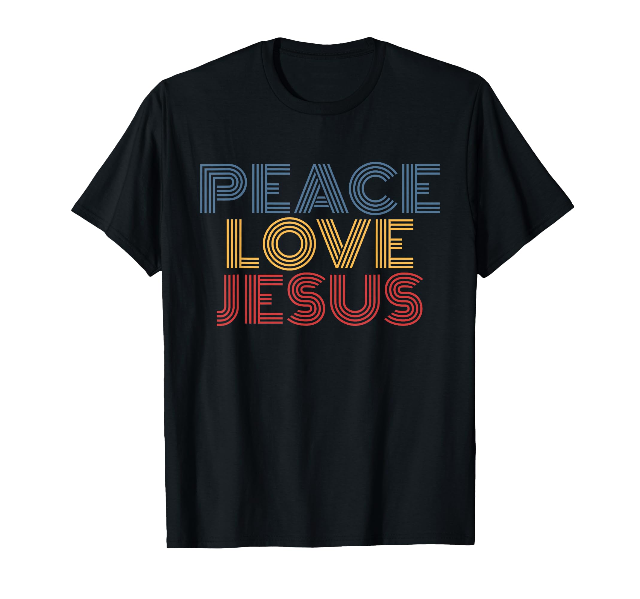 Peace Love Jesus Rainbow Christian T-Shirt - Minimalist Print for Adults - T-Shirt, Sweatshirt, Hoodie