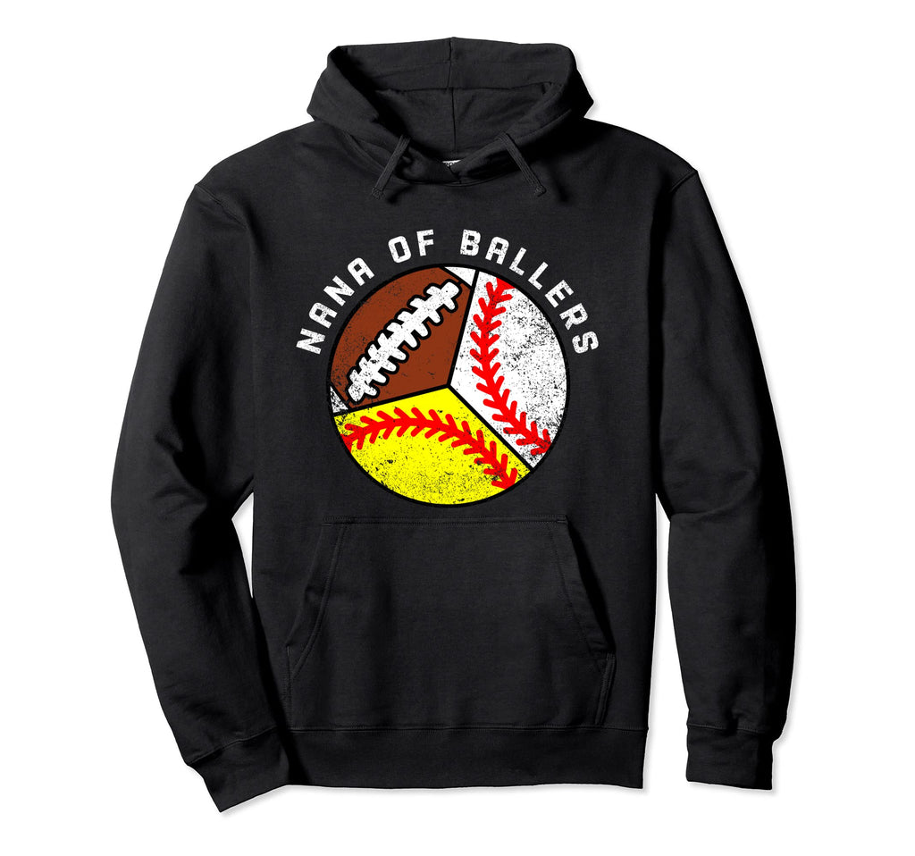 Nana Ballers Funny Baseball Softball Hoodie - Novelty Apparel for Adults - T-Shirt, Sweatshirt, Hoodie