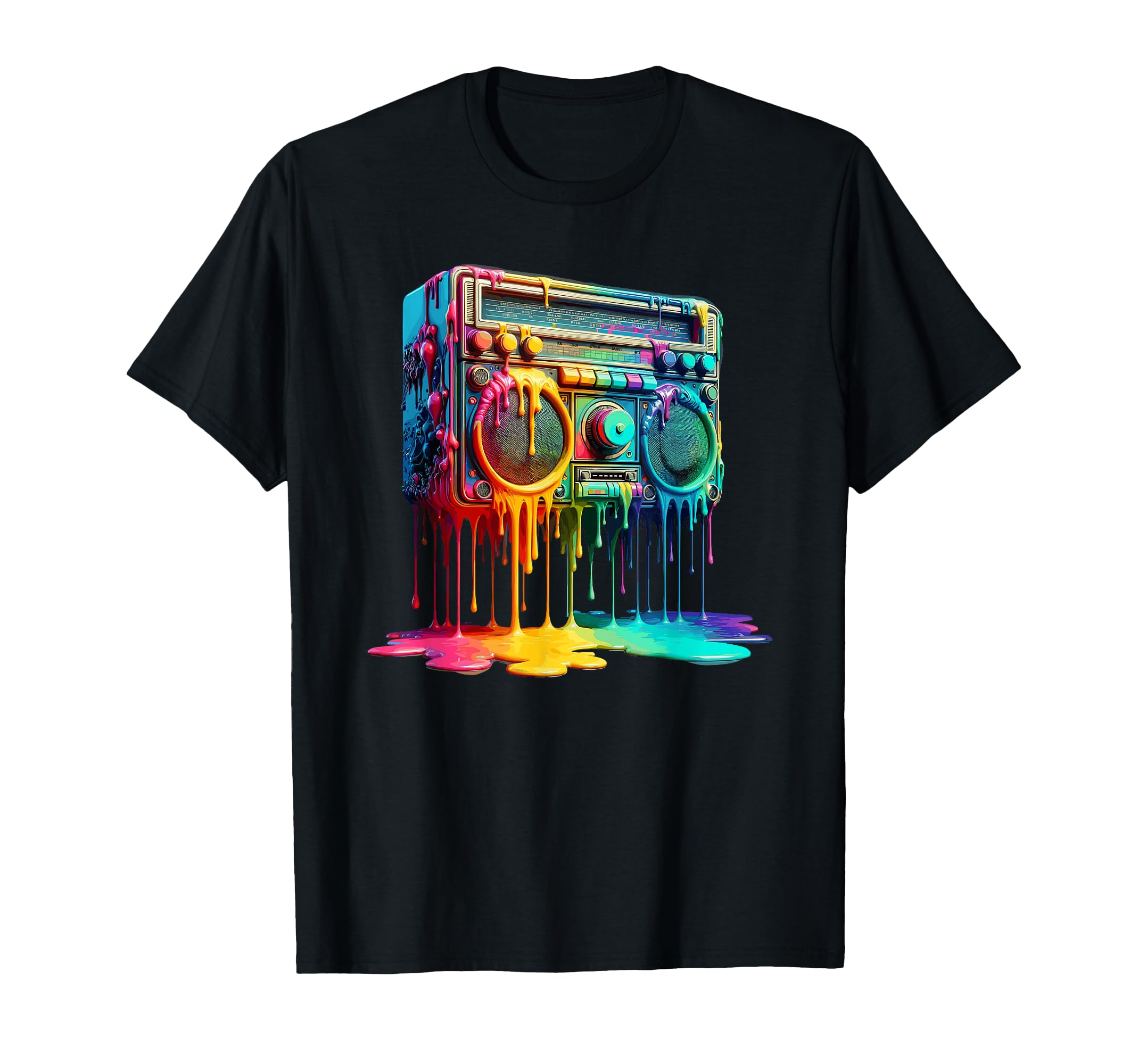 Dripping Paint Boombox Old School 80S T-Shirt - Custom Art Print Unisex - T-Shirt, Sweatshirt, Hoodie