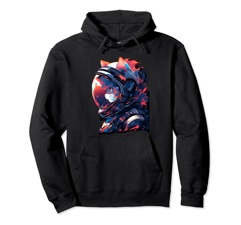80S 90S Aesthetic Vaporwave Space Cat Hoodie - Unique Graphic Unisex - T-Shirt, Sweatshirt, Hoodie