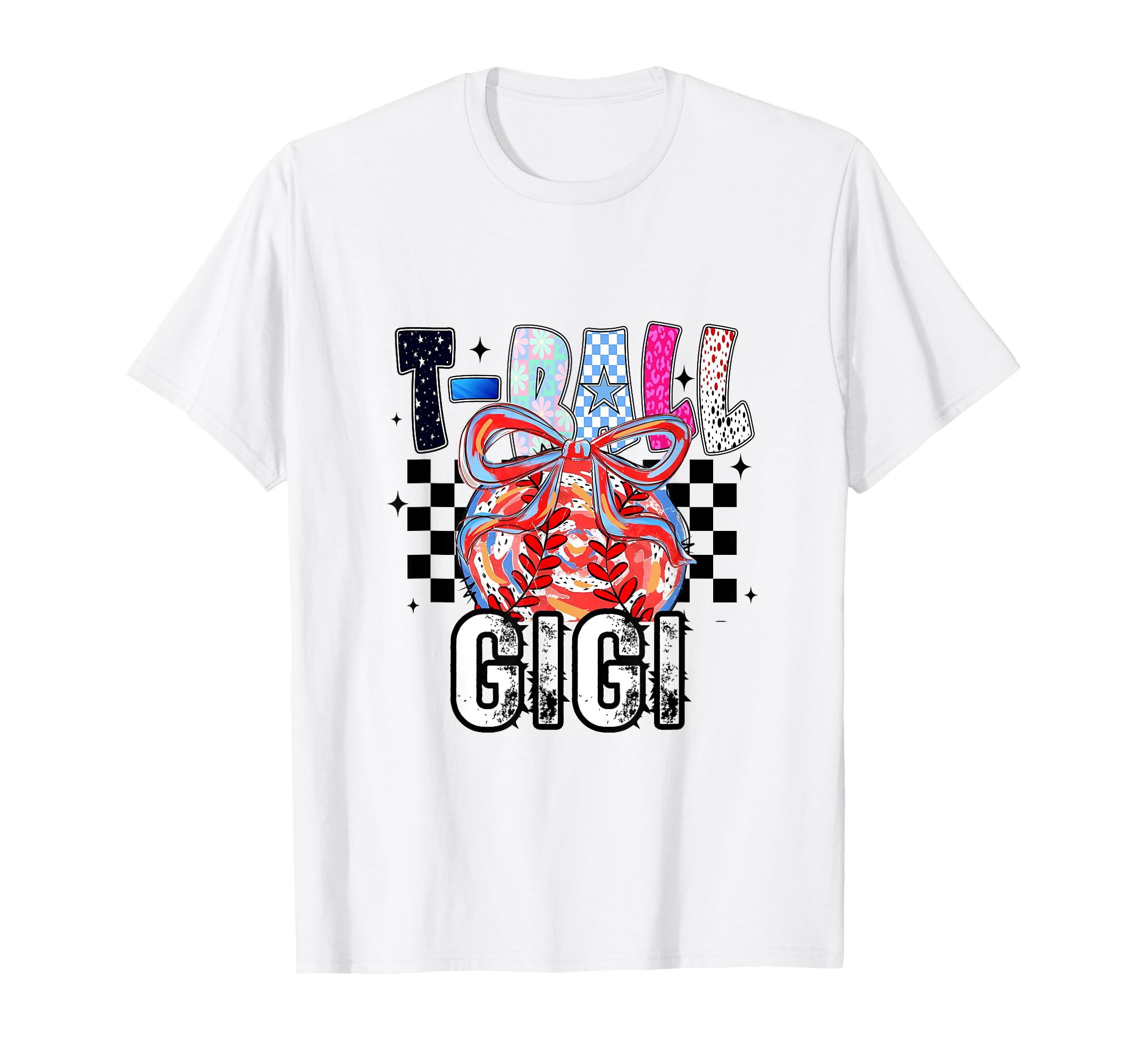 T Ball Baseball Checkered Gigi T-Shirt - Aesthetic Graphic for Adults - T-Shirt, Sweatshirt, Hoodie
