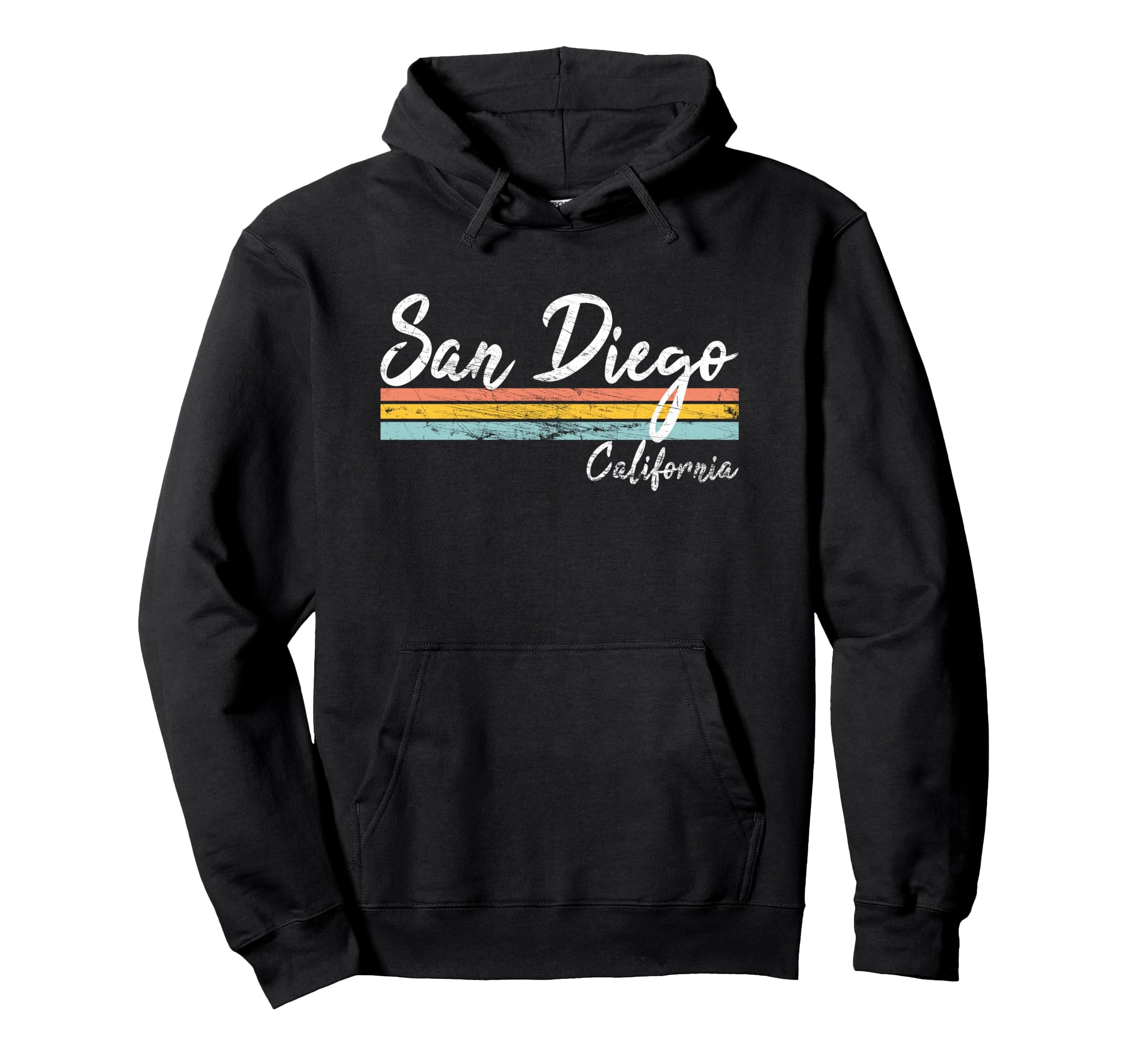 San Diego California Distressed Hoodie - Casual Everyday Wear Men Women - T-Shirt, Sweatshirt, Hoodie