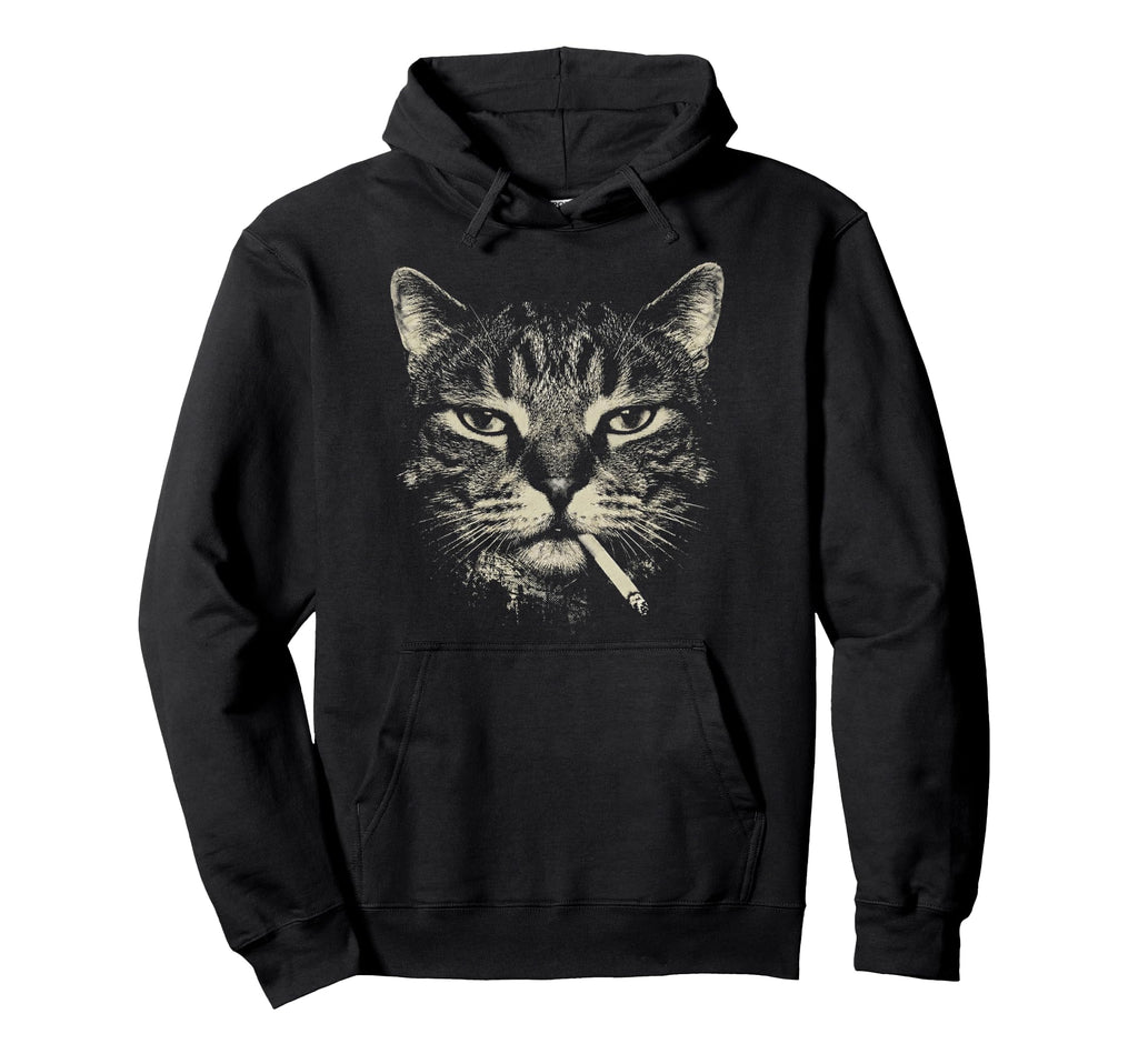 Funny Tabby Cat Smoking Cigarette Hoodie - Aesthetic Graphic Men Women - T-Shirt, Sweatshirt, Hoodie
