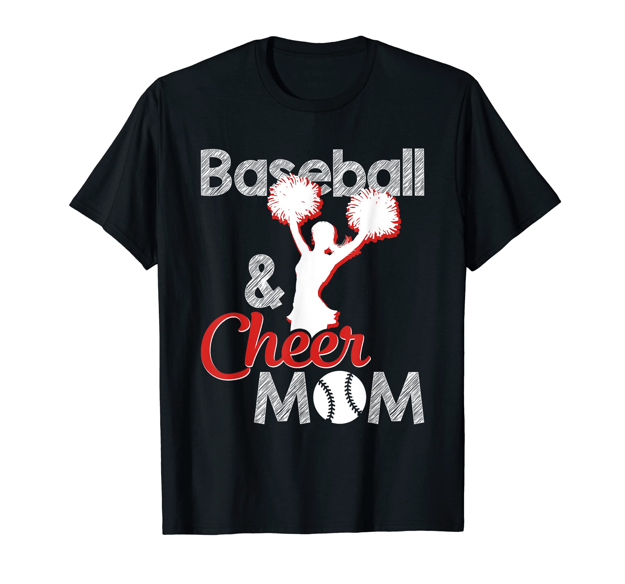 Baseball And Cheer Mom Baseball Lover T-Shirt - Novelty Apparel Unisex - T-Shirt, Sweatshirt, Hoodie