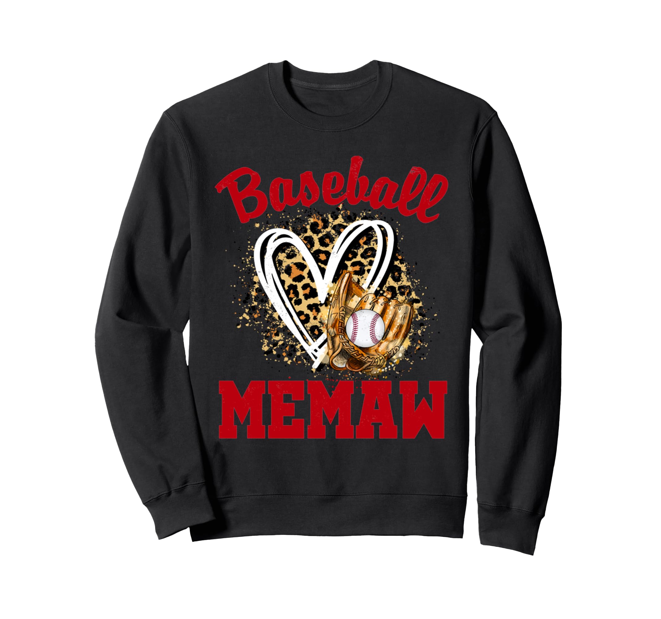 Unique Baseball Memaw Leopard Heart Sweatshirt - Fun Novelty Design Unisex - T-Shirt, Sweatshirt, Hoodie