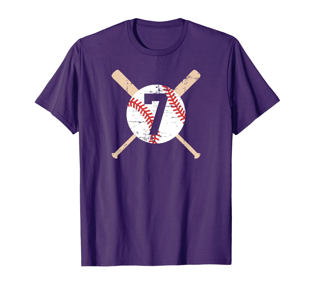 Baseball Number 7 Seven Distressed T-Shirt - Casual Everyday Wear Unisex - T-Shirt, Sweatshirt, Hoodie