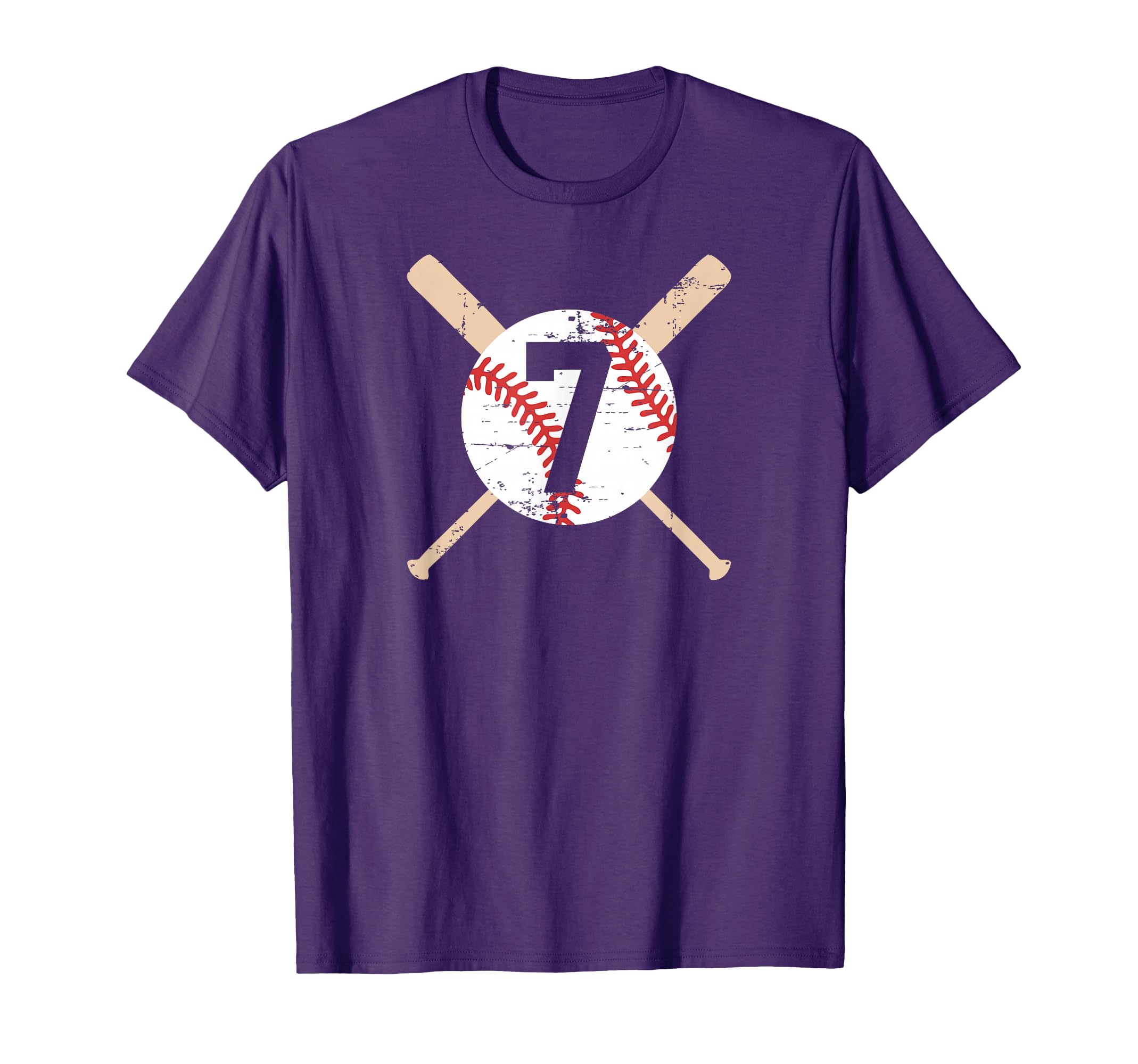 Baseball Number 7 Seven Distressed T-Shirt - Casual Everyday Wear Unisex - T-Shirt, Sweatshirt, Hoodie