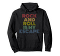 Rock And Roll Is My Escape 70S Distressed Hoodie - Graphic Print for Adults - T-Shirt, Sweatshirt, Hoodie