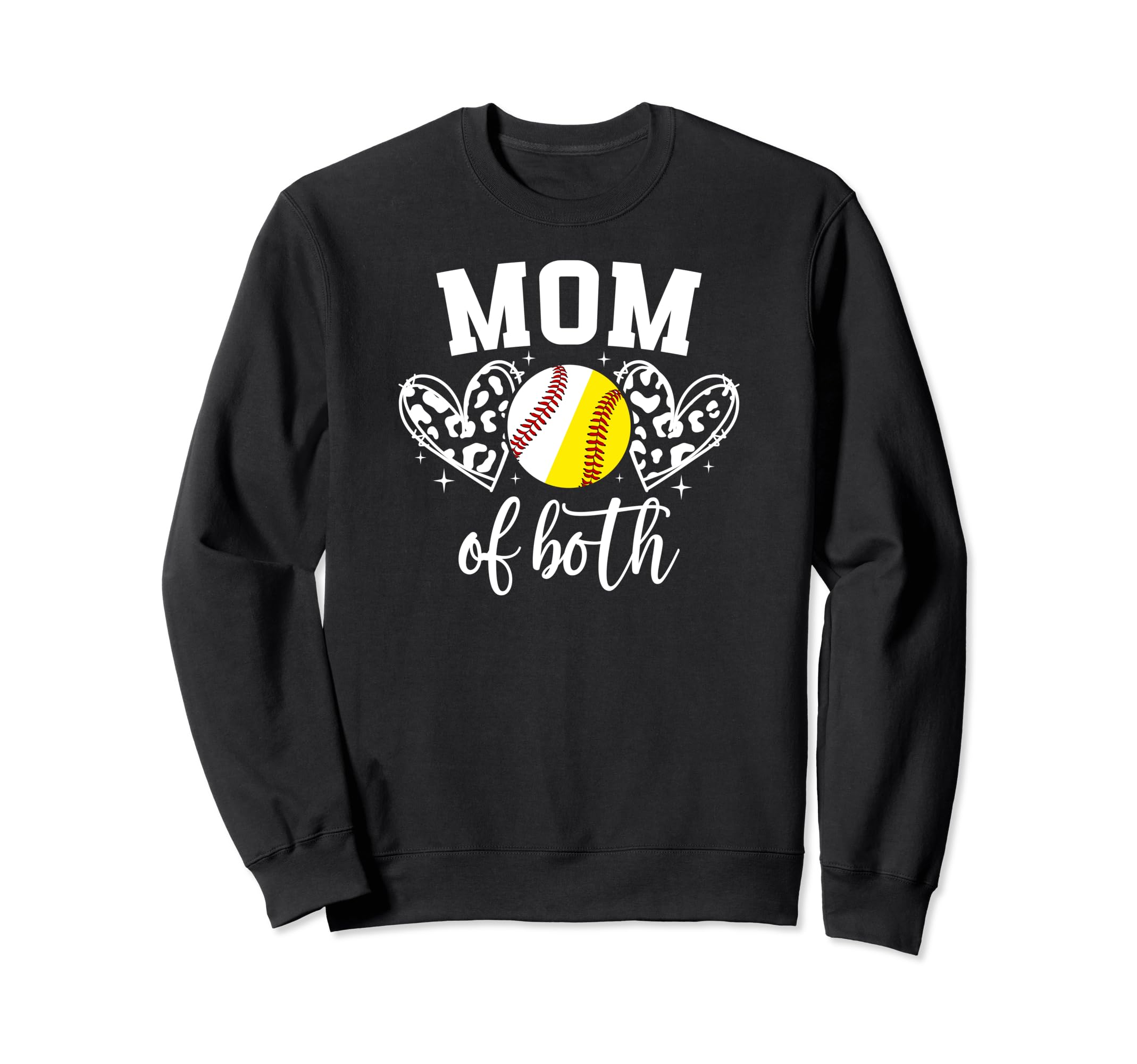 Mom Both Hearts Baseball Softball Sweatshirt - Novelty Apparel for Adults - T-Shirt, Sweatshirt, Hoodie