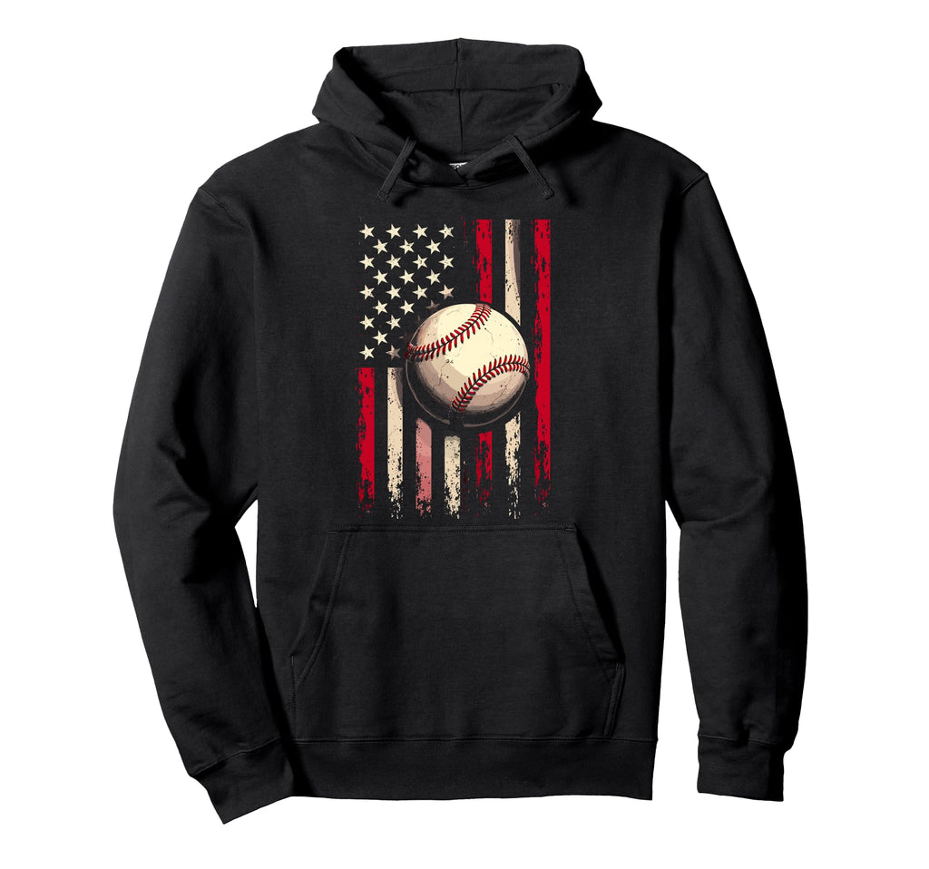 Baseball Us Flag Baseball Lover Dad Hoodie - Unique Graphic for Adults - T-Shirt, Sweatshirt, Hoodie