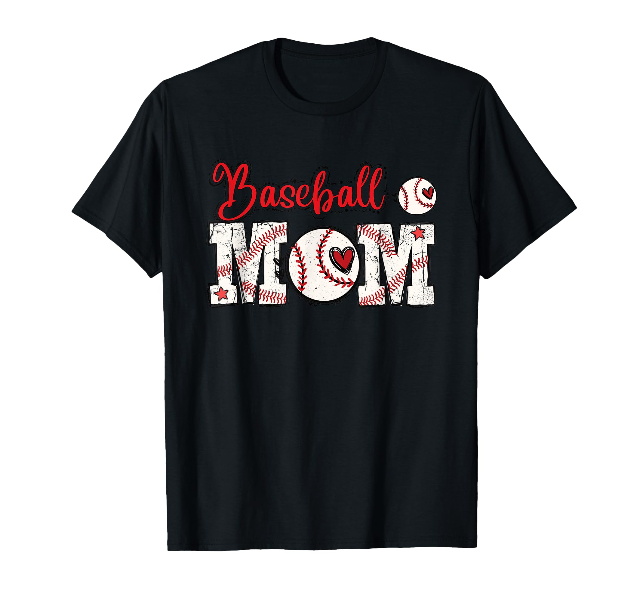 Baseball Mom Distressed Lettering T-Shirt - Aesthetic Graphic Men Women - T-Shirt, Sweatshirt, Hoodie