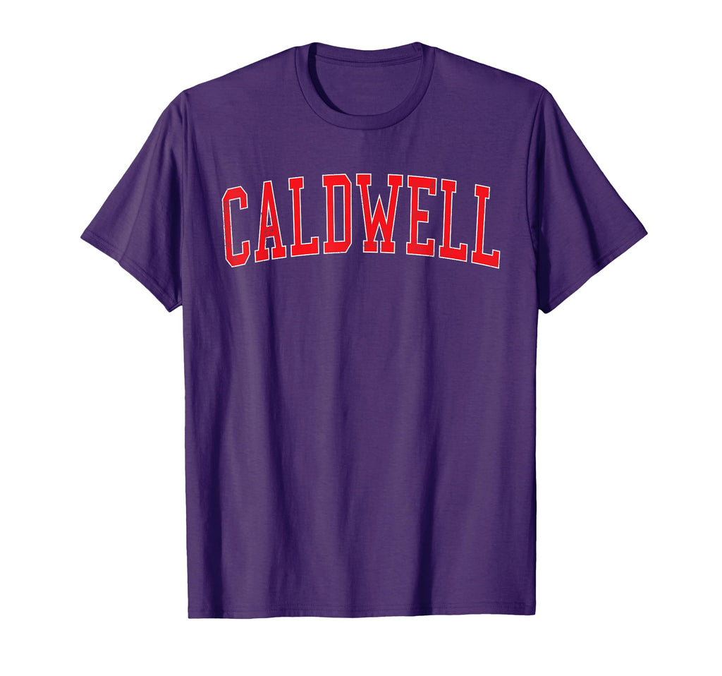 Caldwell Id Varsity Red Text T-Shirt - Trendy Graphic Unisex - T-Shirt, Sweatshirt, Hoodie