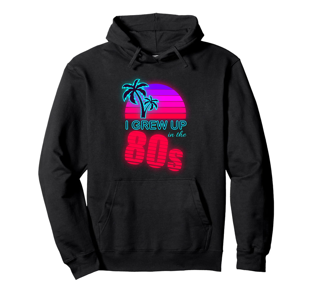 I Grew Up 80S Vaporwave Sunset Palm Hoodie - Custom Art Print Unisex - T-Shirt, Sweatshirt, Hoodie