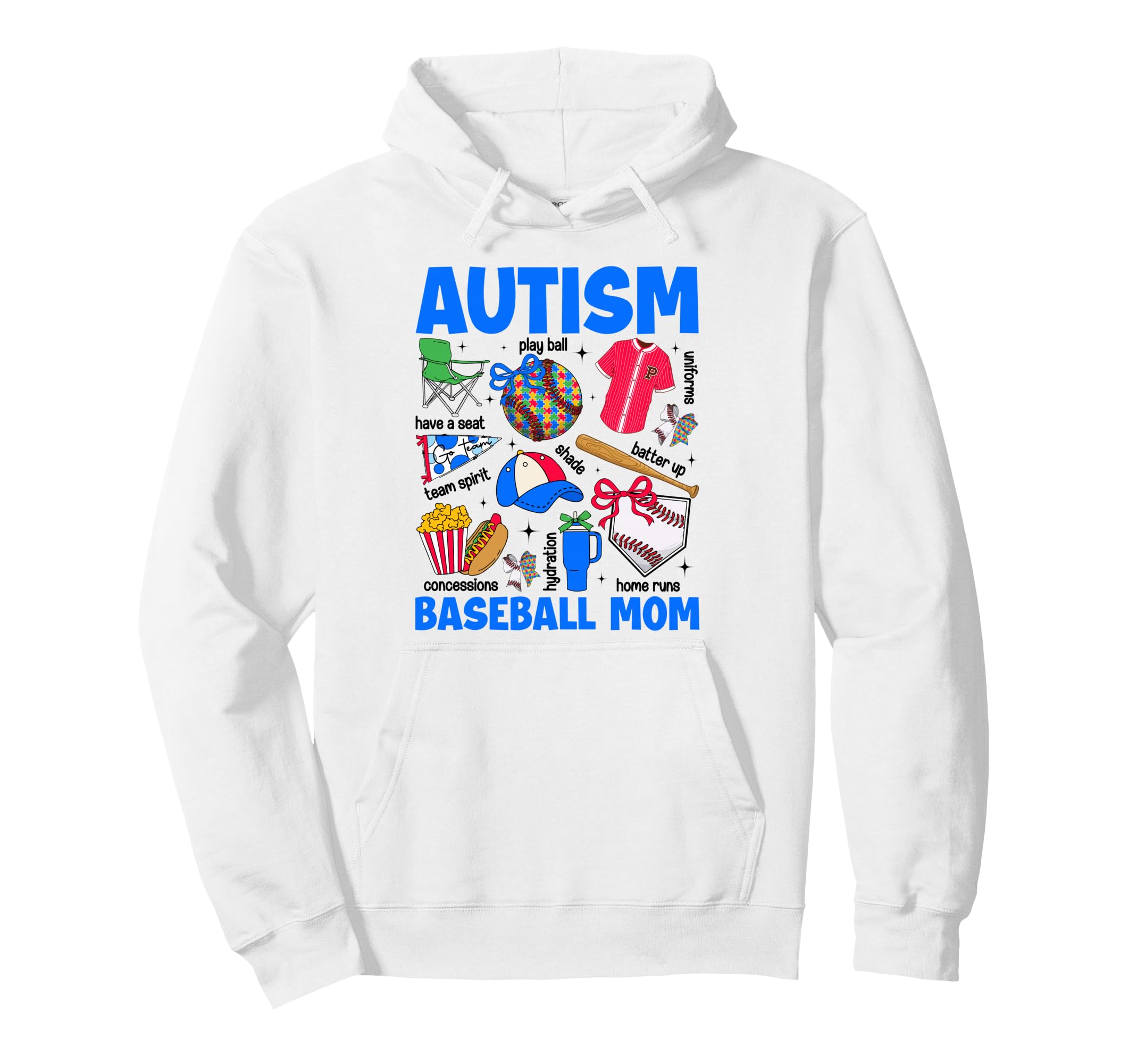 Autism Baseball Mom Mama Autism Awareness Hoodie - Trendy Graphic Unisex - T-Shirt, Sweatshirt, Hoodie
