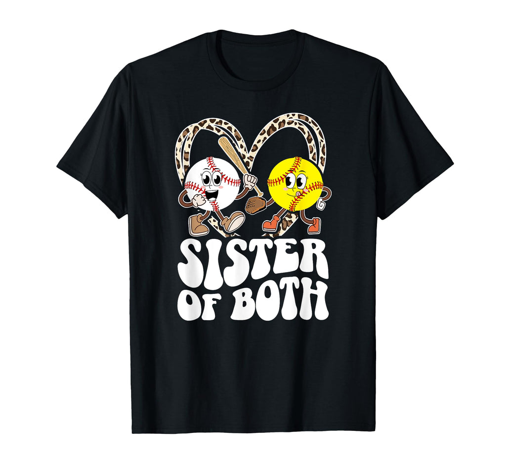 Sister Both Groovy Softball Baseball T-Shirt - Trendy Graphic Men Women - T-Shirt, Sweatshirt, Hoodie