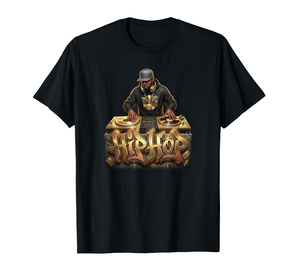 Hip Hop Gold Turntable Streetwear T-Shirt - Aesthetic Graphic Men Women - T-Shirt, Sweatshirt, Hoodie