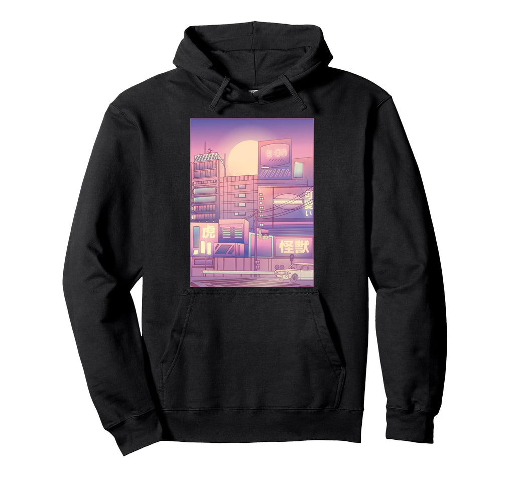 Futuristic Japanese City Vaporwave 80S Hoodie - Aesthetic Graphic Unisex - T-Shirt, Sweatshirt, Hoodie