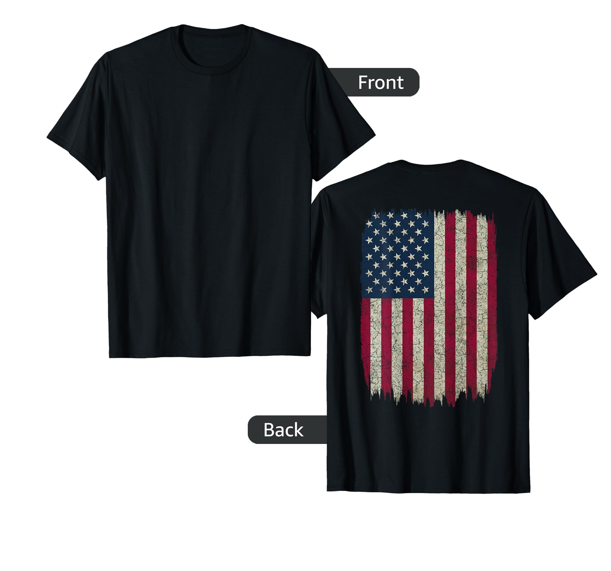 American Flag Distressed Back Usa Gift T-Shirt - Streetwear Style Unisex - T-Shirt, Sweatshirt, Hoodie