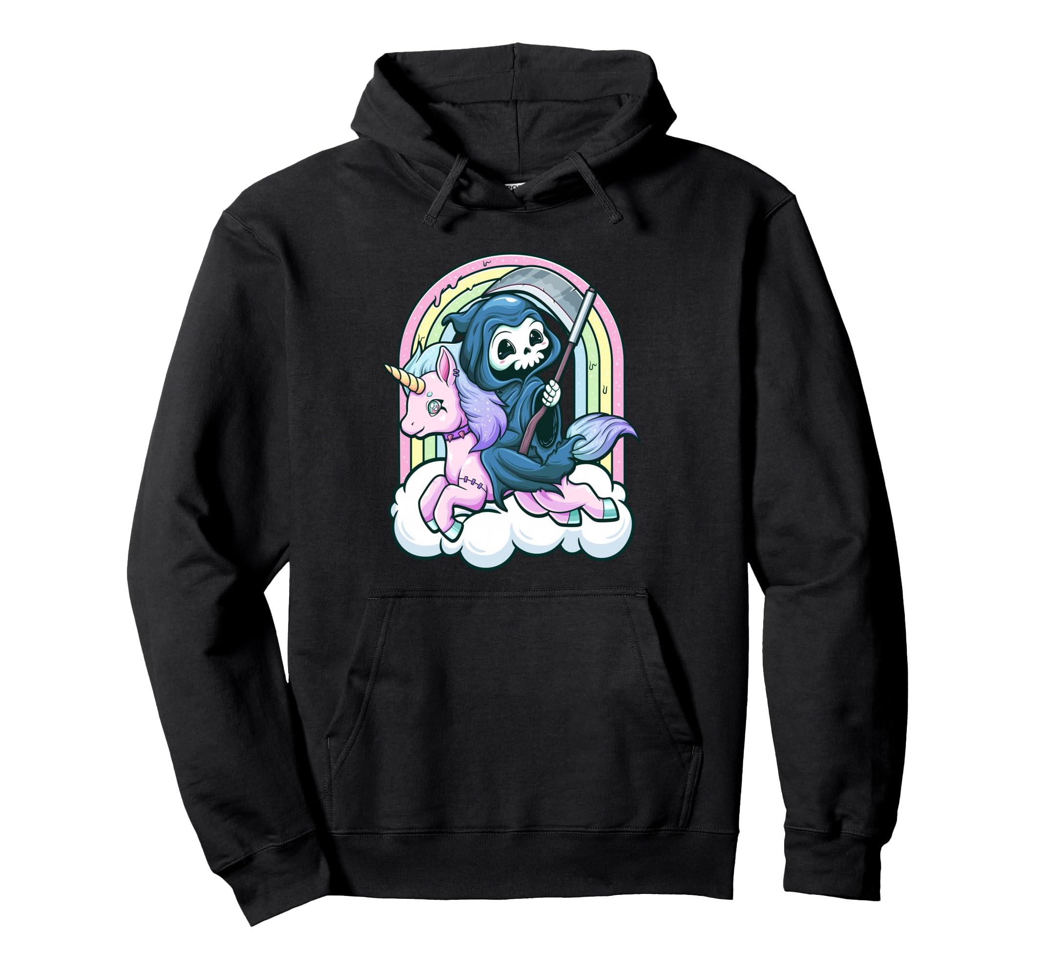 Kawaii Pastel Goth Creepy Unicorn Grim Hoodie - Novelty Apparel Men Women - T-Shirt, Sweatshirt, Hoodie