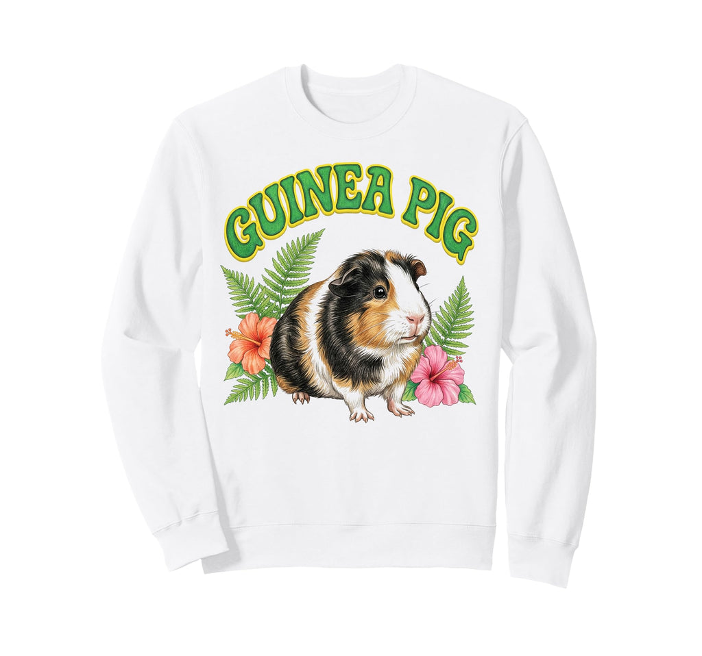Guinea Pig Groovy Floral Watercolor Sweatshirt - Unique Graphic Unisex - T-Shirt, Sweatshirt, Hoodie