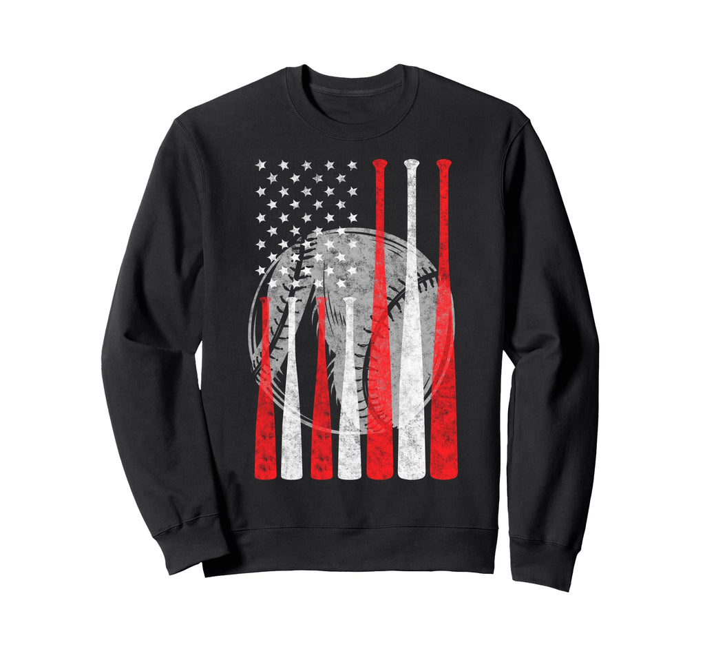 Baseball Us Flag Baseball Lover Dad Sweatshirt - Streetwear Style Unisex - T-Shirt, Sweatshirt, Hoodie